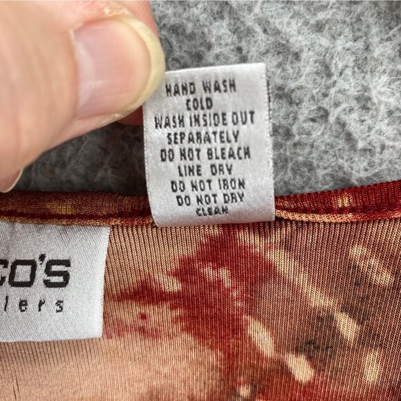 Chicos Top Womens 3 US Extra Large Red Abstract Travelers 3/4 Sleeves Stretch - Picture 6 of 9